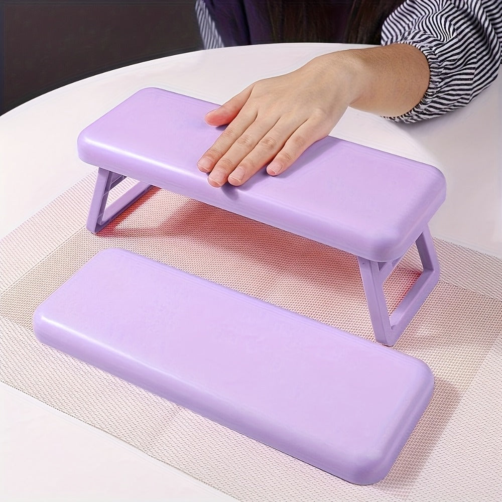 Folding Nail Armrest Stand in Pink, White or Purple with Selected Nail Sticker Checkout Options