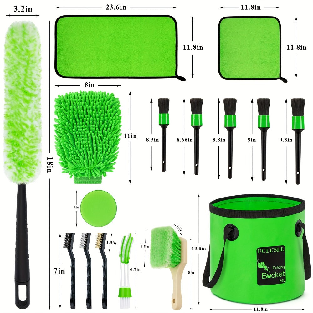 Car Cleaning Kit with Portable Vacuum Cleaner – 17/24/29/32/35pcs Interior Detailing Set with Windshield Cleaner, Drill Brush Set & Interior Brush Set – Complete Auto Care Kit