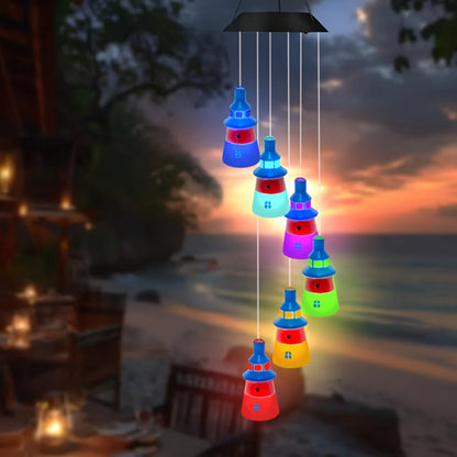 Solar Hanging Lighthouse Light RGB Color Changing – Outdoor Rainbow Solar Lantern for Garden, Patio, Festival & Holiday Decoration, Waterproof Hanging Solar Garden Light