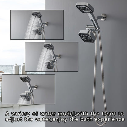 Dual Handheld Shower Kit with 4-Inch Spray Head, Long Hose, 3-Way Diverter and Silver or Black Finish