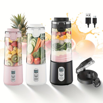 Portable Blender with Clear Cylindrical Cup, Digital Timer Display, Flip-Up Handle and Three Color Options