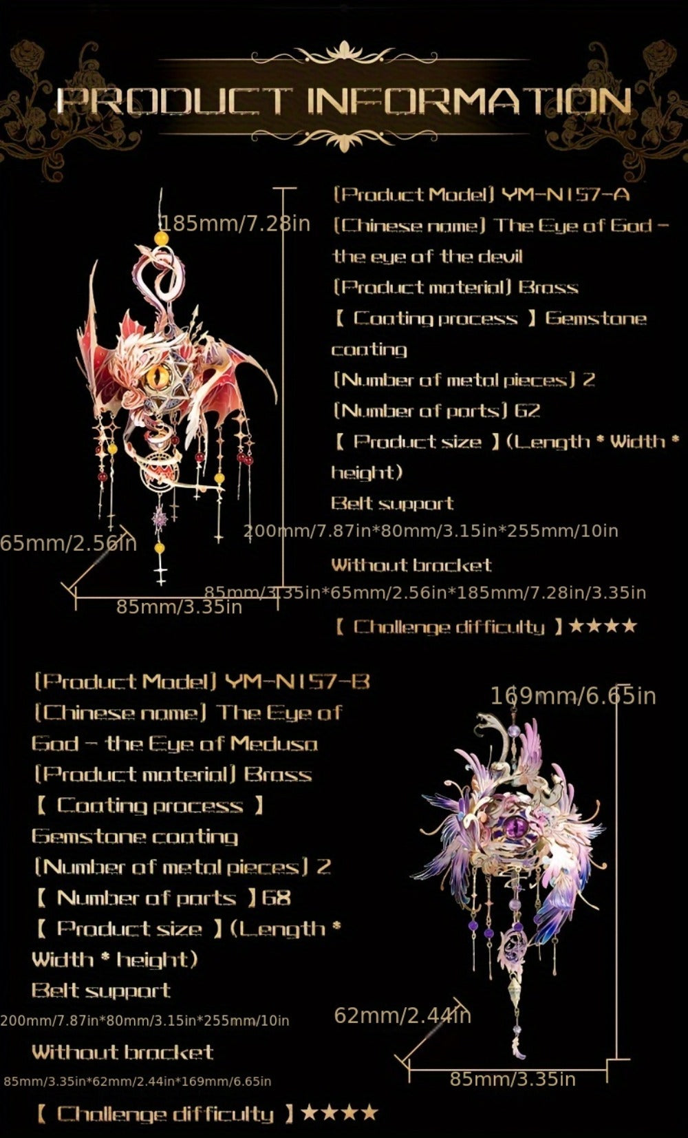3D Metal Puzzle Model Kit – God's Eye & Angel's Eye MU Assembly, Laser-Cut DIY Craft, Artistic Home & Office Decor, Unique Birthday Gift for Adults, Teens, Girlfriend Boyfriend
