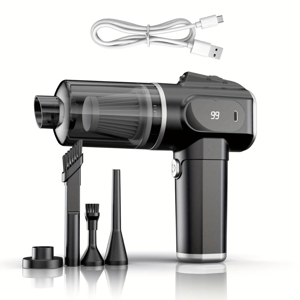 Cordless Handheld Vacuum Cleaner with Suction and Blowing Modes, USB-C Cable and Four Nozzle Attachments