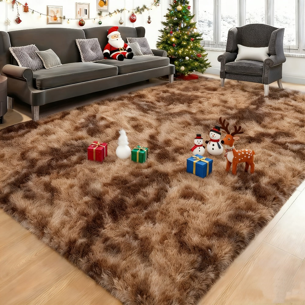 Gradient and Solid-Color Plush Shag Area Rug in 4 x 6, 5 x 8 or 6 x 9-Foot Checkout Options