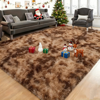 Gradient and Solid-Color Plush Shag Area Rug in 4 x 6, 5 x 8 or 6 x 9-Foot Checkout Options