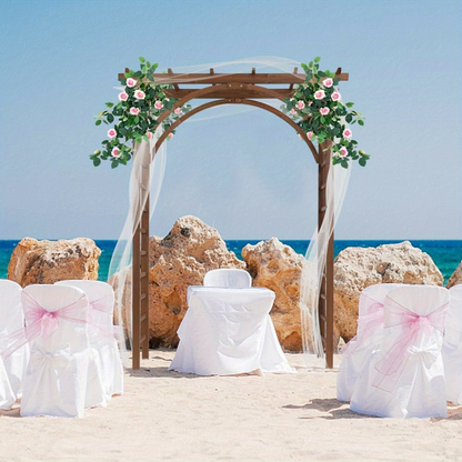 85" Brown Wooden Wedding Arch - Garden Arbor for Ceremonies, Plant Trellis, Backyard Pergola, And Christmas Decoration