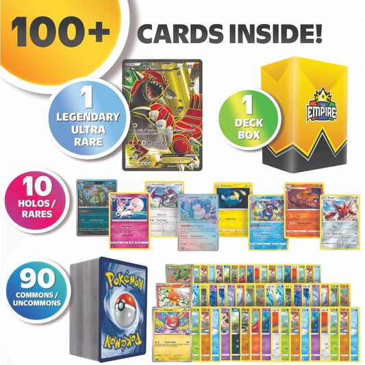 Legendary Pokemon Card Bundle 100+ Cards | Mewtwo Lugia Arceus Rayquaza Ultra Rare Guaranteed | 10 Holos & Rares | Mythical TCG Collector Gift Set with Storage Box