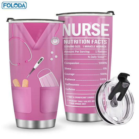Insulated Tumbler 20oz Nurse Graphic Stainless Steel Vacuum Travel Mug in Four Color Options