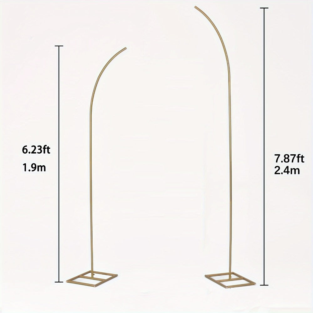 Two-Piece Gold-Color Balloon Arch Stand Set with Six- and Eight-Foot Curved-Top Frames for Home and Everyday Use