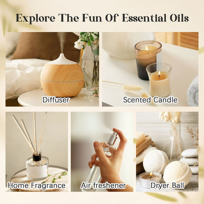 Essential Oils Set 12 26 32 48 Pcs Aromatherapy Gift Kit Lavender Eucalyptus Tea Tree Peppermint for Diffuser Humidifier Candle Soap Making Birthday Holiday Gift
