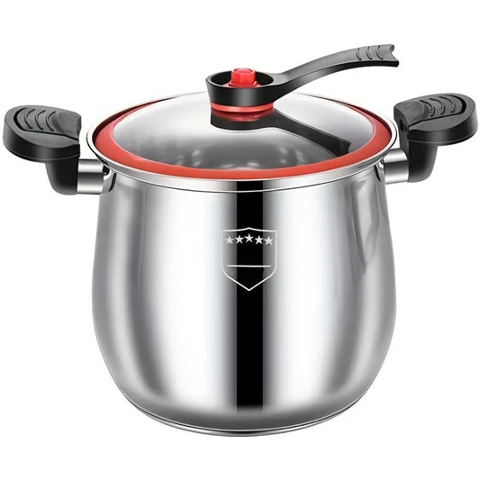 Stainless Steel Quick Cooking Pot with Lid Large Capacity – Food-Grade Non-Stick Scratch-Resistant Saucepan | Induction & Gas Stove Compatible Stew Soup Pot Even Heating Kitchen Cookware