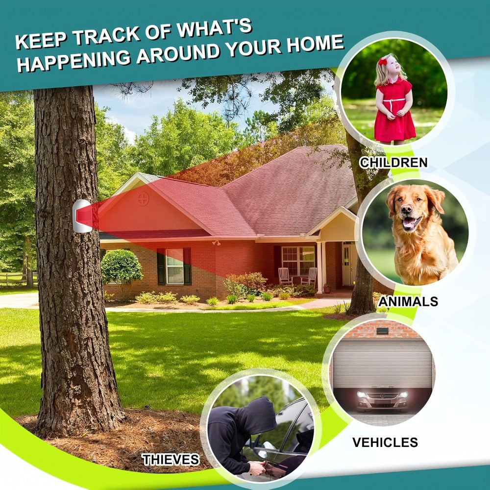 Wireless Driveway Alarm System – Outdoor Motion Sensor Alert with Receiver, Infrared PIR Detector for Home Security, Business Entry & Garage Door Monitor