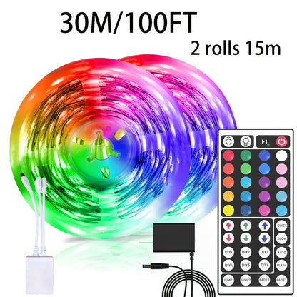 LED Strip Light RGB Room Kit in 50ft or 100ft Lengths with Remote Control, Dimming and Multi-Mode Color Effects
