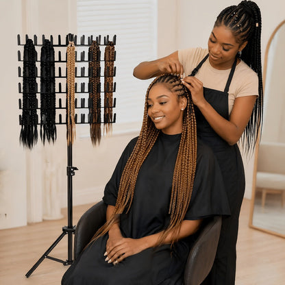 Braiding Hair Rack Hair Styling Tool with 144-Strand Layout, 30-50-Inch Height and Foldable Stand