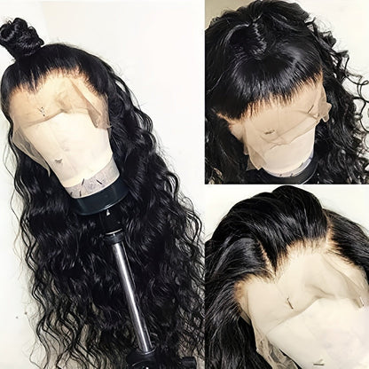 Synthetic Wig 13x4 Lace Front Loose Wave, 26-Inch Black Glueless Free-Part Style for Daily Glam