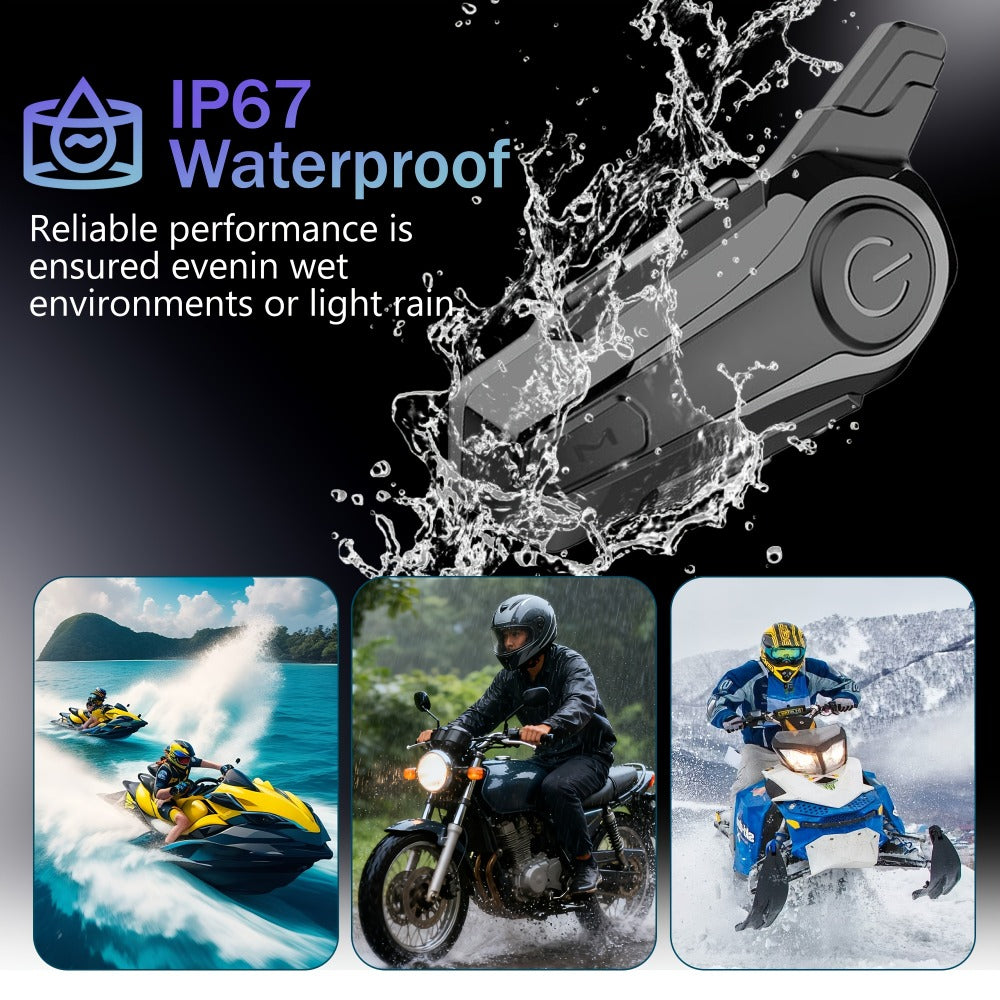 Motorcycle Helmet Bluetooth Intercom Headset – Wireless Real-Time 2-Rider Communication, Compatible with Full Face, 3/4 & Open Face Helmets, Hard Mic & Soft Mic Included, X1 Pro Max