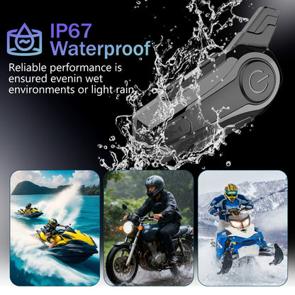 Motorcycle Helmet Bluetooth Intercom Headset – Wireless Real-Time 2-Rider Communication, Compatible with Full Face, 3/4 & Open Face Helmets, Hard Mic & Soft Mic Included, X1 Pro Max