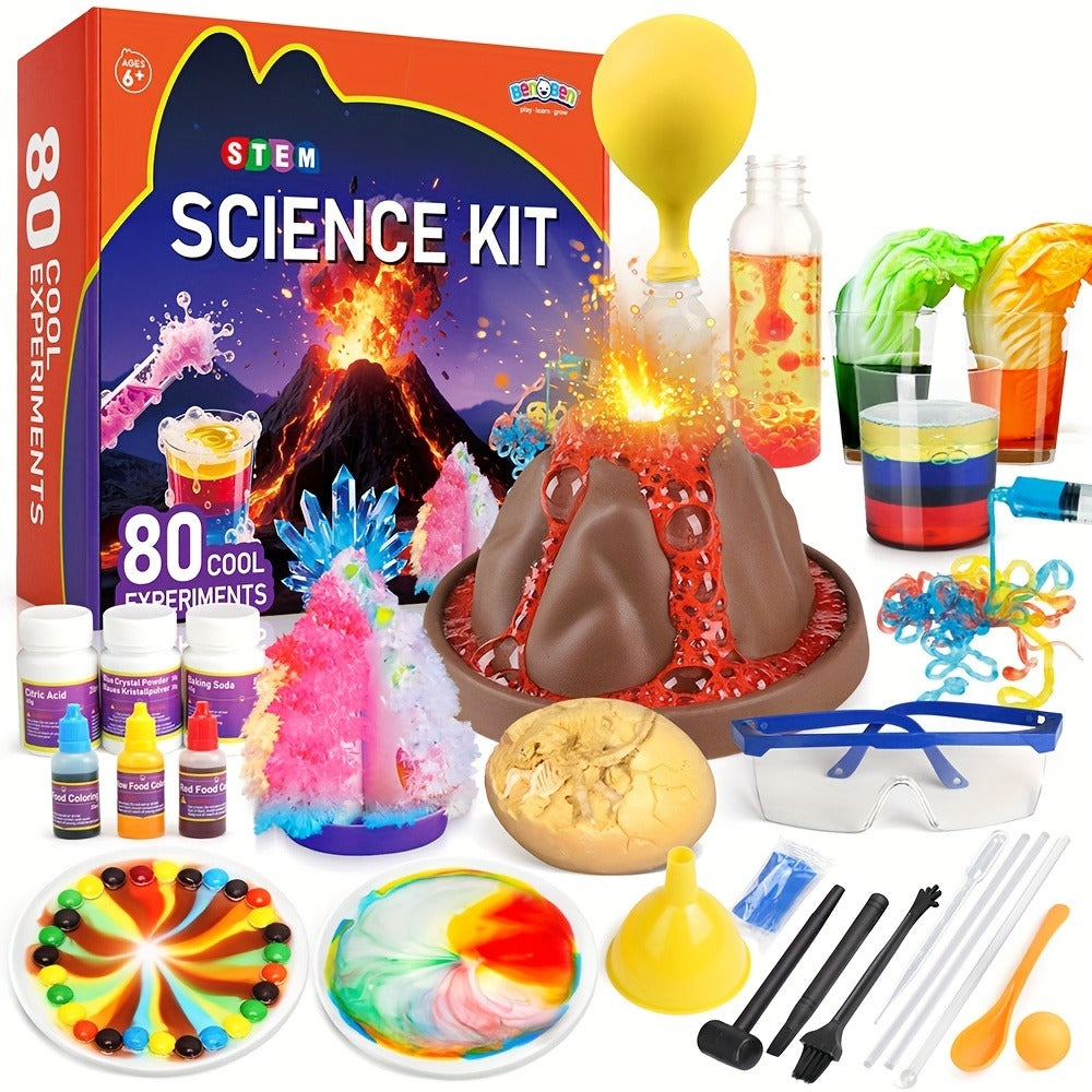 STEM Science Kit for Kids Ages 6-12 – 60 80 105 Lab Experiments, Chemistry Set with Crystal Growing & Chemical Reactions, Educational Science Toy Gift for Boys Girls 6 7 8 9 10 11 12 Year Old