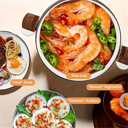 Enamel Cooking Pot Large Capacity – Nonstick Double-Handle Stew Pot for Stewing, Boiling & Baking, Multifunctional Dutch Oven Style Home Pot for Family Gatherings, Holiday Cooking & Everyday Use