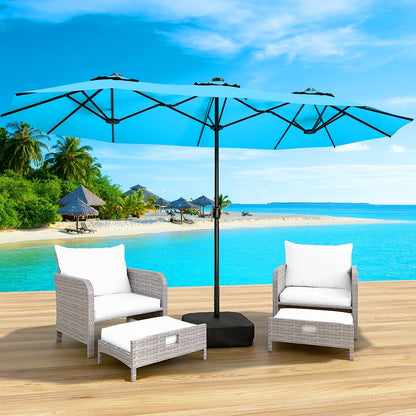 Patio Umbrella 15FT Double-Sided Large Outdoor Umbrella with Base – UPF 50+ UV Protection, Wind Resistant, Crank Open for Garden Pool Backyard