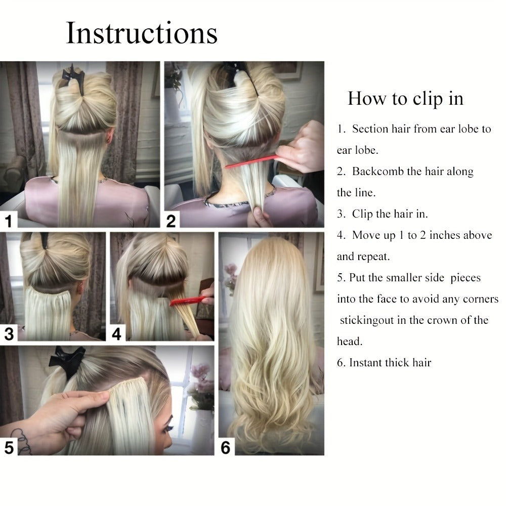 Clip In Hair Extensions Human Hair Straight Brazilian Natural Black 8 Pcs 18 Clips Unprocessed Full Head Set 12-24 Inch | Instant Length Volume Women