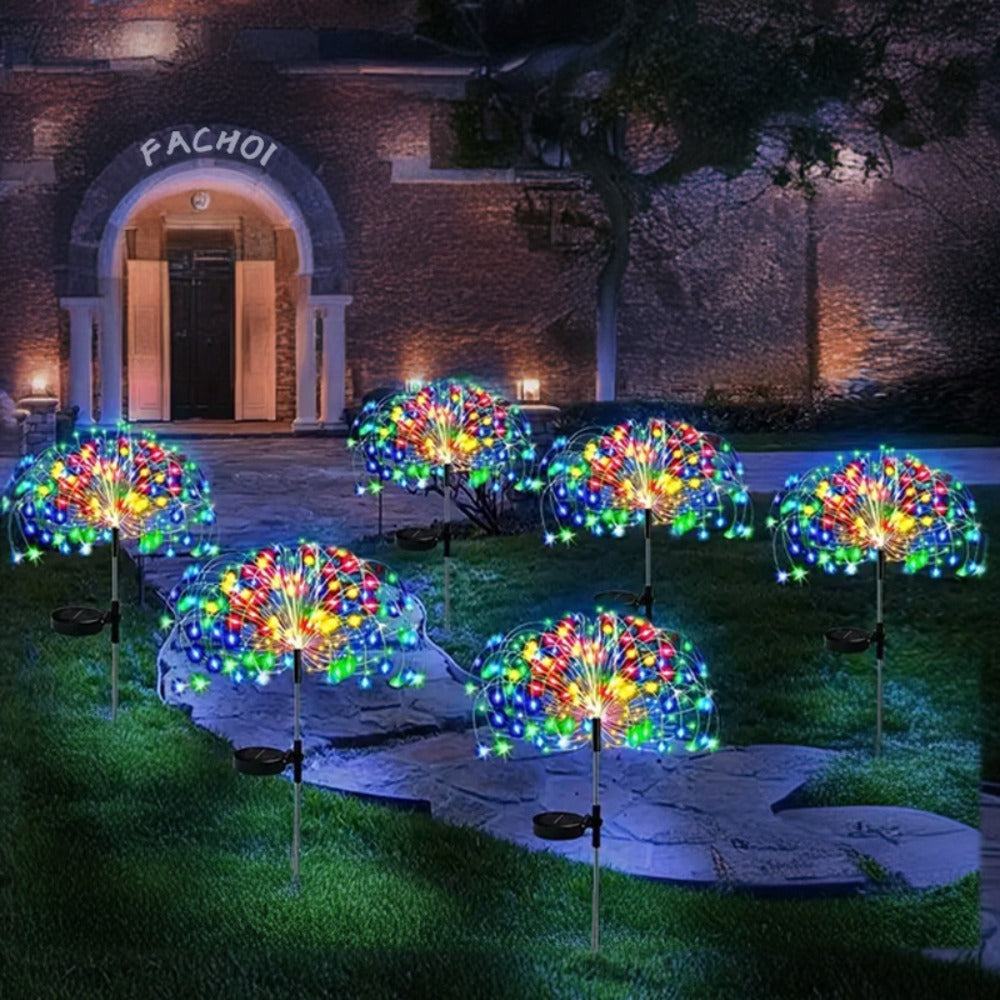 Solar Firework Garden Stake Lights with 90 to 520 LEDs, Two Colors and Multiple Pack Sizes