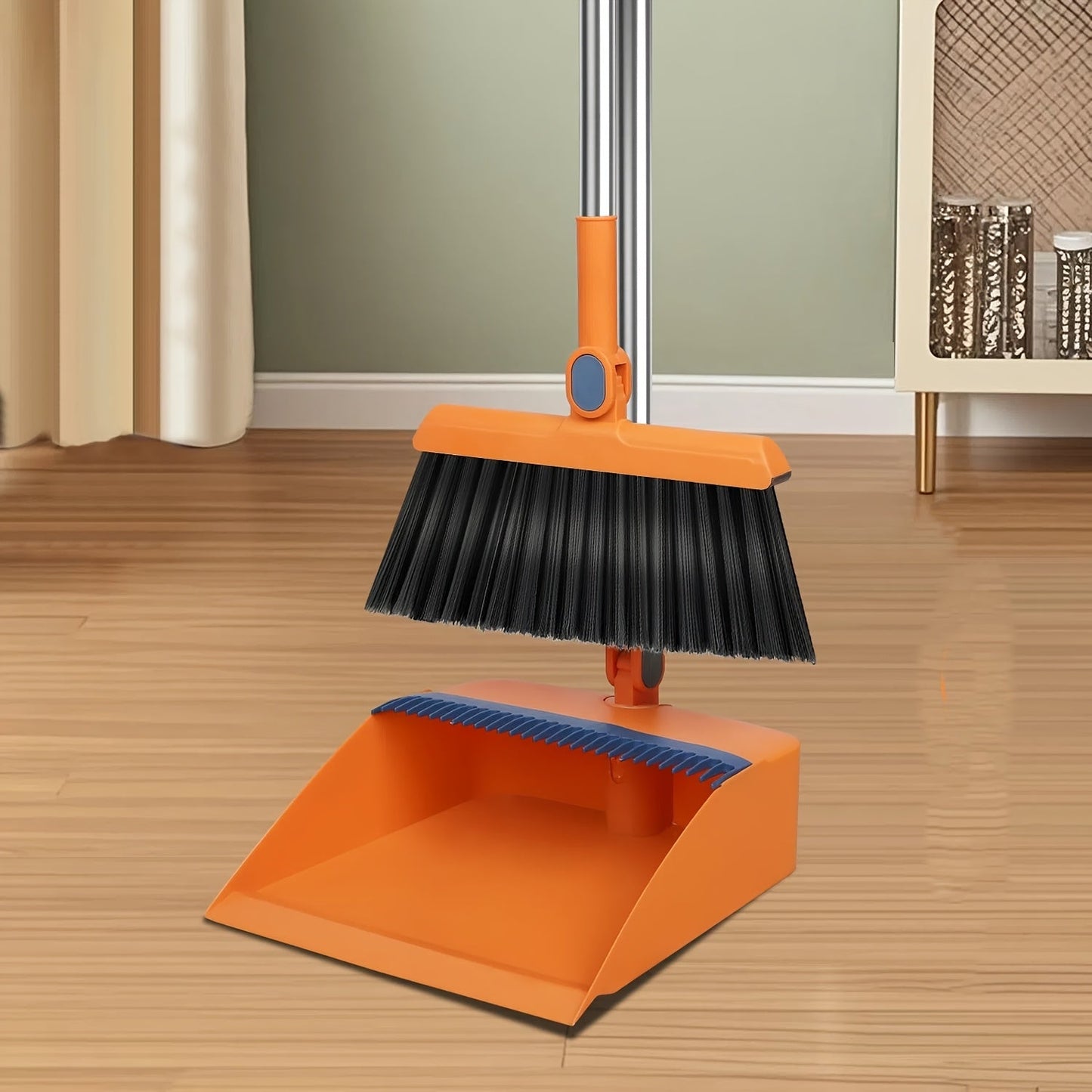 Foldable Broom and Dustpan Set with Long Handle 2-in-1 3-in-1 4-in-1 Floor Brush Combo for Home Office Dorm Room Indoor Outdoor Cleaning