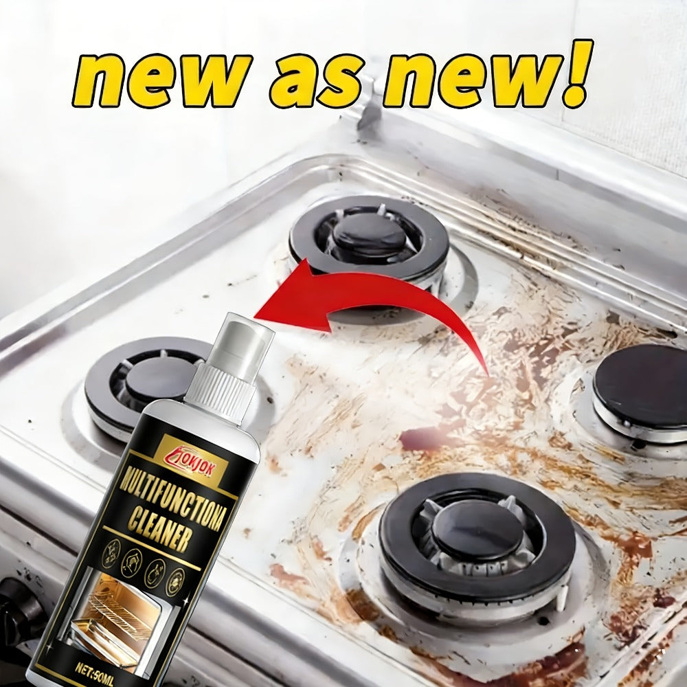 Calcium Carbonate Metal Cleaner Spray - Oil Stain Remover for Stove Oven Cooktop, Polish & Restoration Formula with Sponge