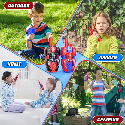 Spider Walkie Talkies for Kids – Long Range Outdoor Toy for Boys & Girls Ages 3-8, Camping Hiking Adventure Gift, 1-Pack & 2-Pack, Red Black & Pink