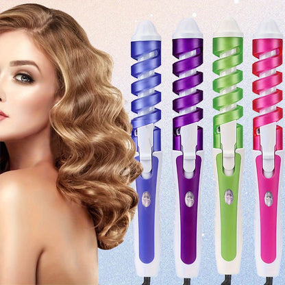 Spiral-Guide Corded Curling Wand with Swivel Power Cable, Two Hair Clips and Comb in Three Colors