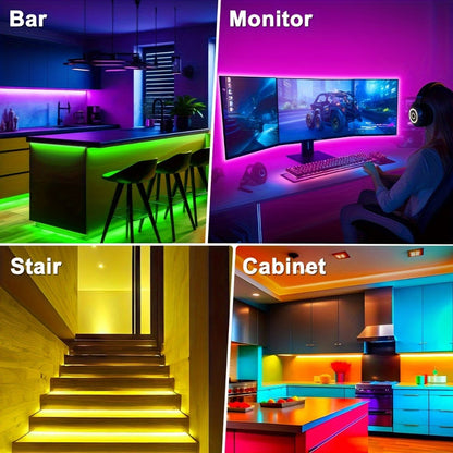 5050 RGB LED Light Strip with USB Plug and Three-Button Controller in 3m, 4m or 15m Lengths