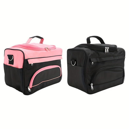 Hairdresser Tool Bag Multi-Functional Salon Styling Organizer with Adjustable Strap Large Capacity Hair Makeup Artist Case for Professionals Travel Pink Black Zebra