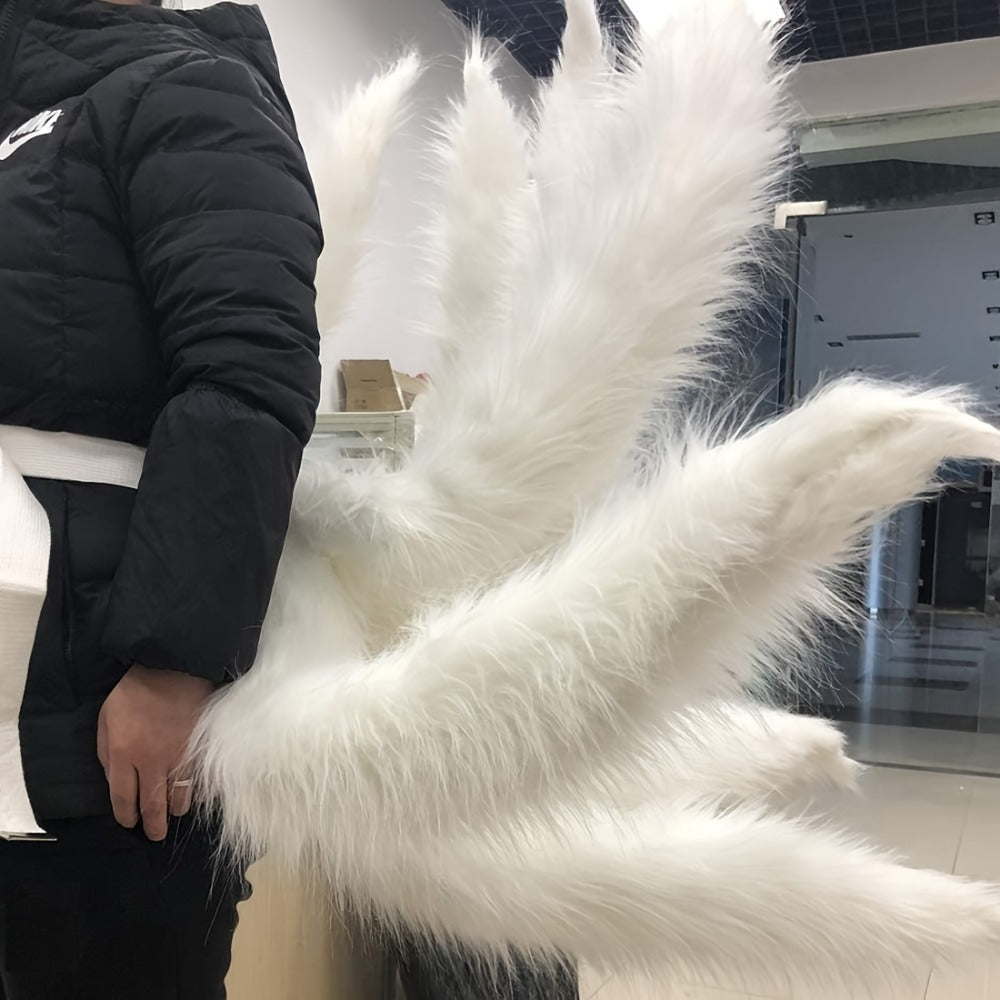 Costume Accessories Nine-Tailed Fox Prop, 31.5-Inch Knit Cover with Alloy Frame for Naruto and Ahri Styling