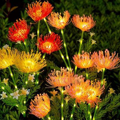 Solar Garden Light Flower Stakes 2-Pack with Three Heads and Yellow, Pink or Red Options for Lawn Decor