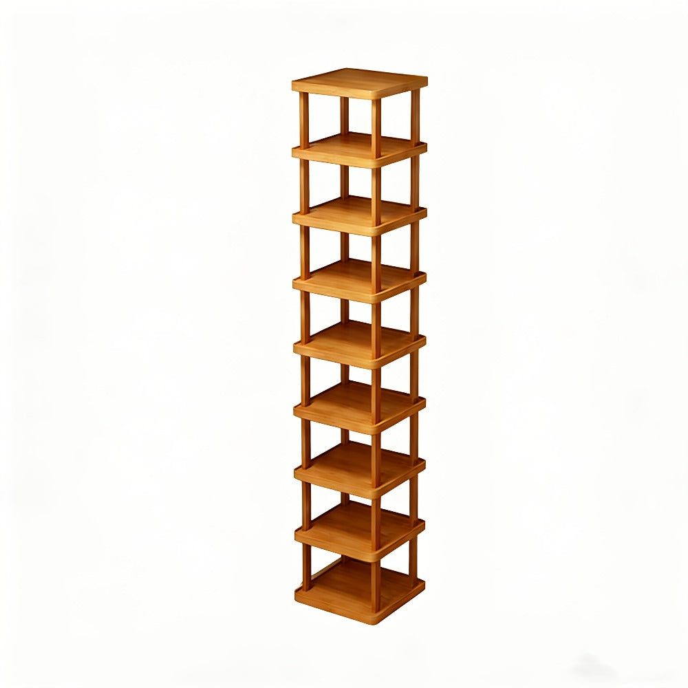 Bamboo Shoe Rack Multi-Tier Freestanding Shoe Organizer Wood Grain Space Saving Shoe Shelf for Entryway, Living Room, Bedroom & Dormitory – 6 or 9 Tier