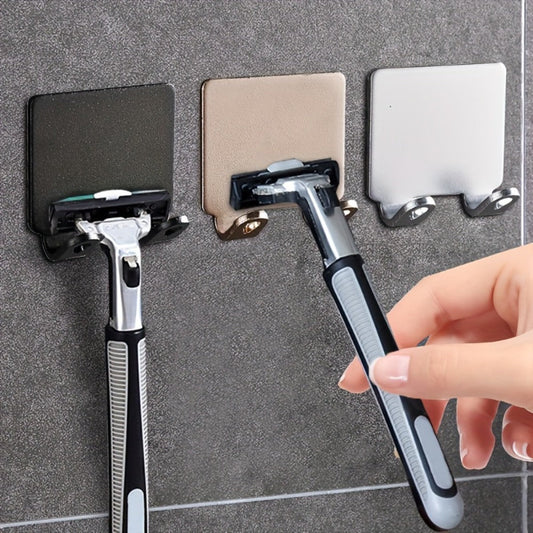 Wall Mounted Razor Holder 5pcs – Bathroom Razor Storage Hook for Men, No Drilling Non-Porous Adhesive Shaver Organizer for Shower Wall, Kitchen & Bathroom Accessories, Silver & Black