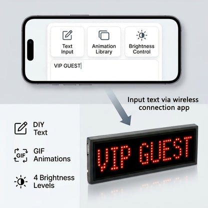 Programmable LED Badge Bluetooth App Controlled – Rechargeable Scrolling Text & Logo Display, 48x12 Pixel LED Name Tag for Events, Trade Shows, Restaurants, Parties & Gifts