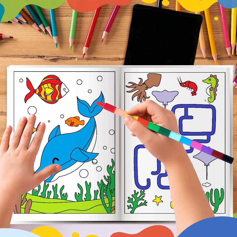 Twenty-Six Mini Coloring Books for Kids with Dinosaur, Mermaid, Animal, Food and Activity Themes