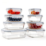 8 glass bowls + 8 lids grey