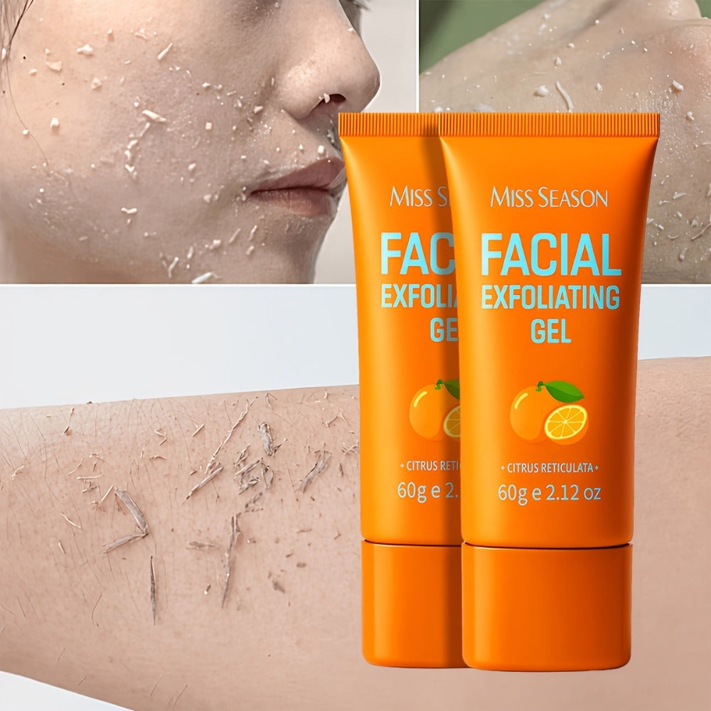 Facial Exfoliating Gel Two-Pack with Two 60g Orange Tubes, Flip-Top Caps and Face-or-Body Rinse-Off Format
