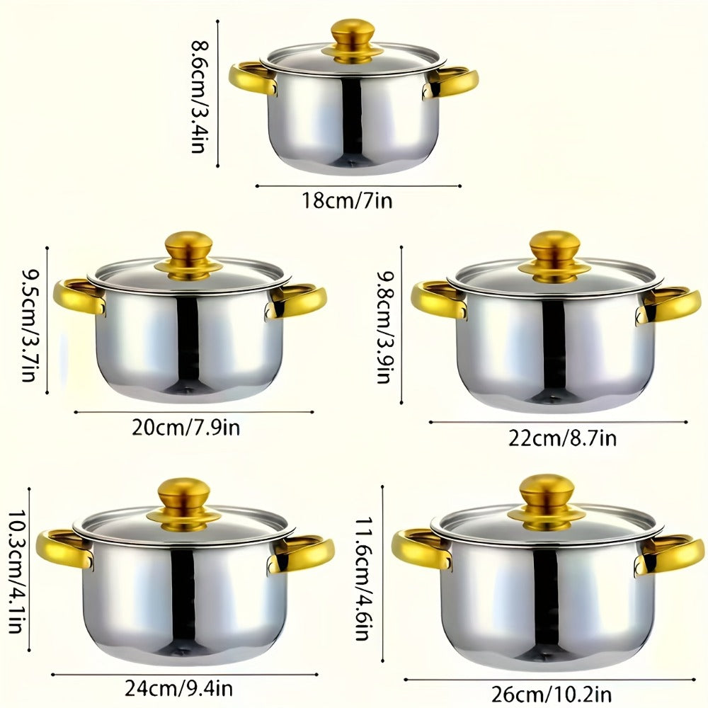 Non-Stick Cookware Set Pots and Pans 10 & 12 Piece – Heat-Resistant Frying Pan, Saucepan & Stewpot | Honeycomb Coating Stainless Steel Kitchen Cooking Set for All Stoves | Stylish Durable Multifunctional