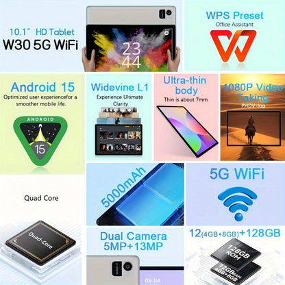 Android Tablet CRELANDER W30 with Android 15, 128GB Internal Storage and Keyboard Mouse Stylus Bundle