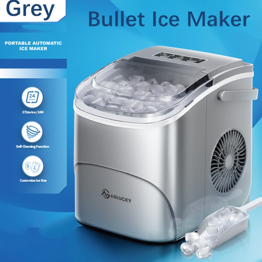 Countertop Bullet Ice Maker with 26 lb Daily Label, Cleaning Cycle and Four Color Selections