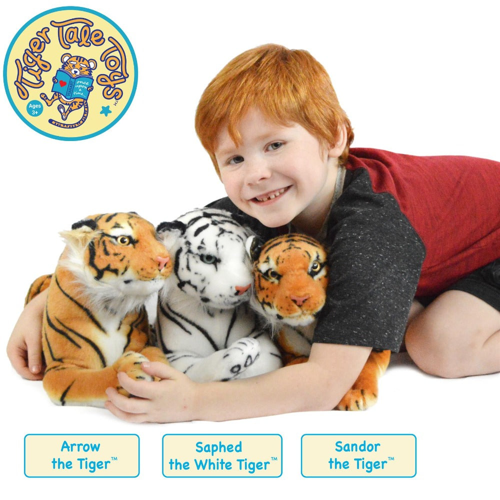 Stuffed Animal White Tiger Plush by Viahart, 17-Inch Body, 25-Inch Overall Length, Story Card & Movable Head