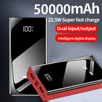 Power Bank 50000mAh 22.5W Two-Way Charging with Dual Input/Output and Digital Display in Black or Red
