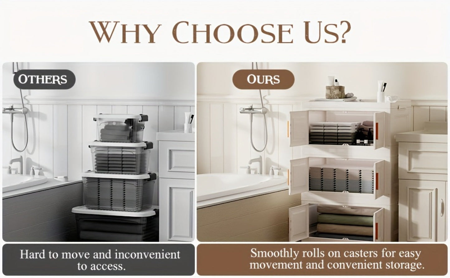 Portable Folding Wardrobe Cabinet with Caster Wheels, Hanging Section and Two Exact Layer Options