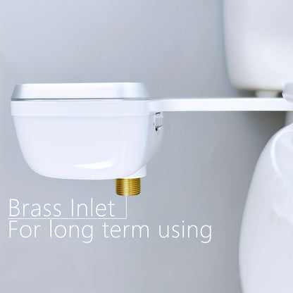 Non-Electric Bidet Toilet Attachment with Rear Wash, Adjustable Pressure and Brass T-Adapter