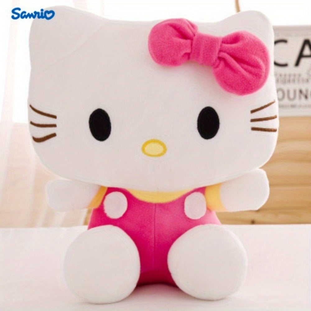 Plush Toy Kawaii Cat Doll with Pink or Blue Color Options, Bow Detail and Soft Fabric for Room Decor