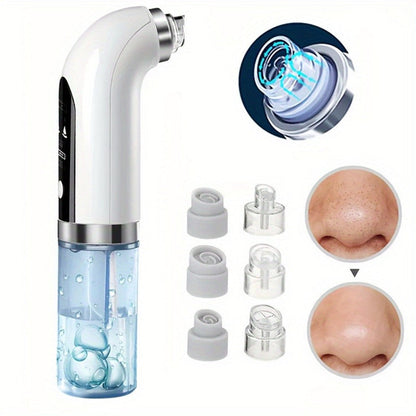 White Water-Tank Pore Vacuum Blackhead Remover with 3 Suction Levels and 6 Interchangeable Heads