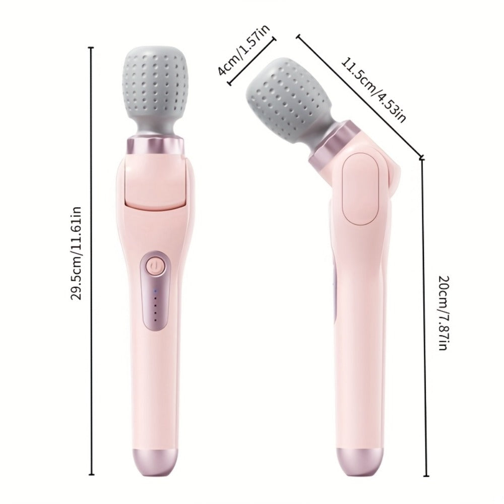 Electric Handheld Massager 180° Foldable Massage Stick | 5-Speed Vibration USB Rechargeable Rotating Head | Full Body Relief Neck Back Shoulder Leg Waist | Portable Cordless Massager Gift for Women Men